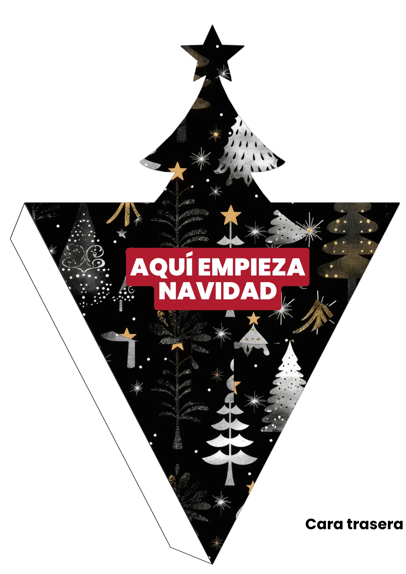 Cono navideño imprimible en forma de árbol de navidad