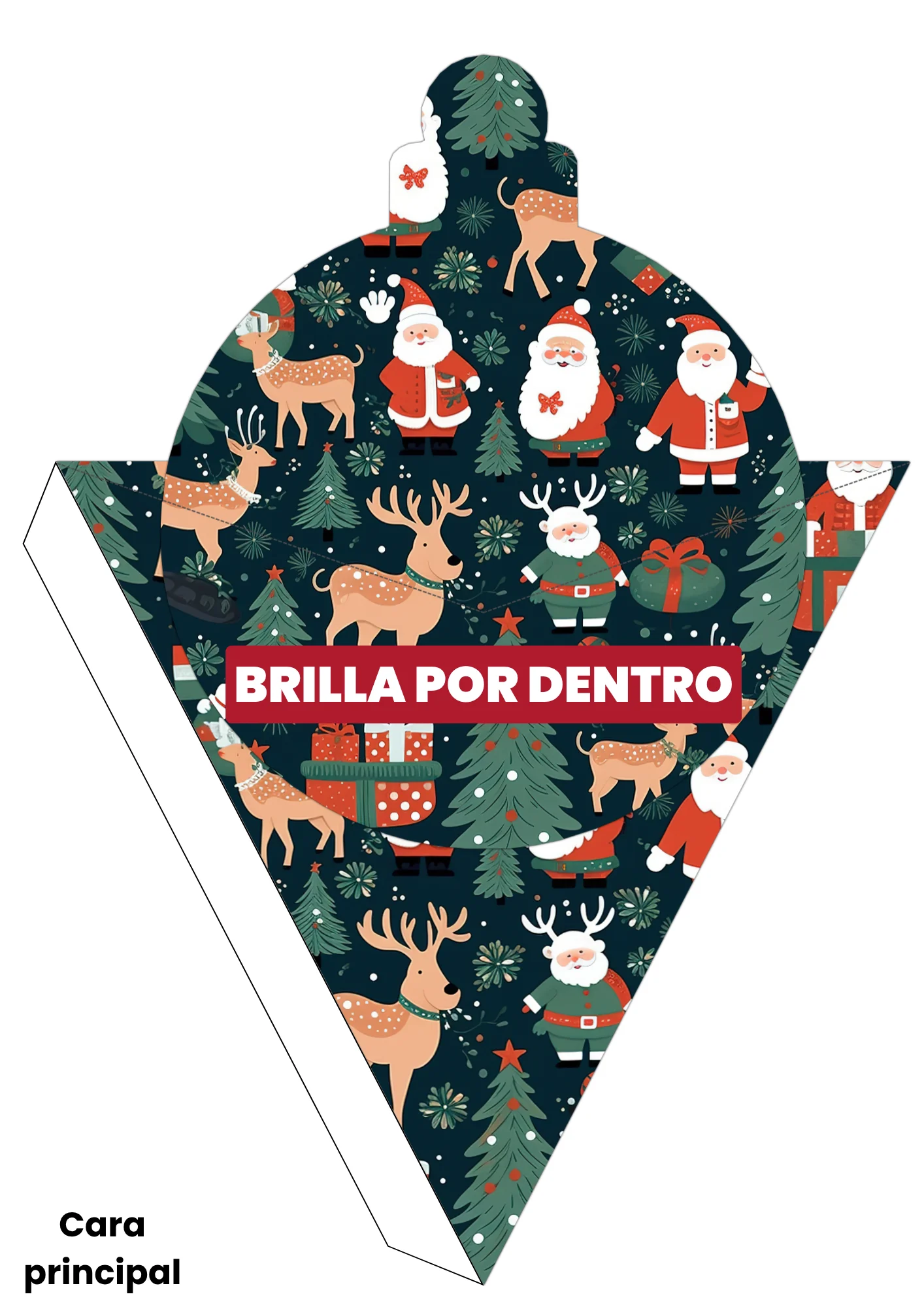 Diseño de cono navideño imprimible de la colección de +250 diseños