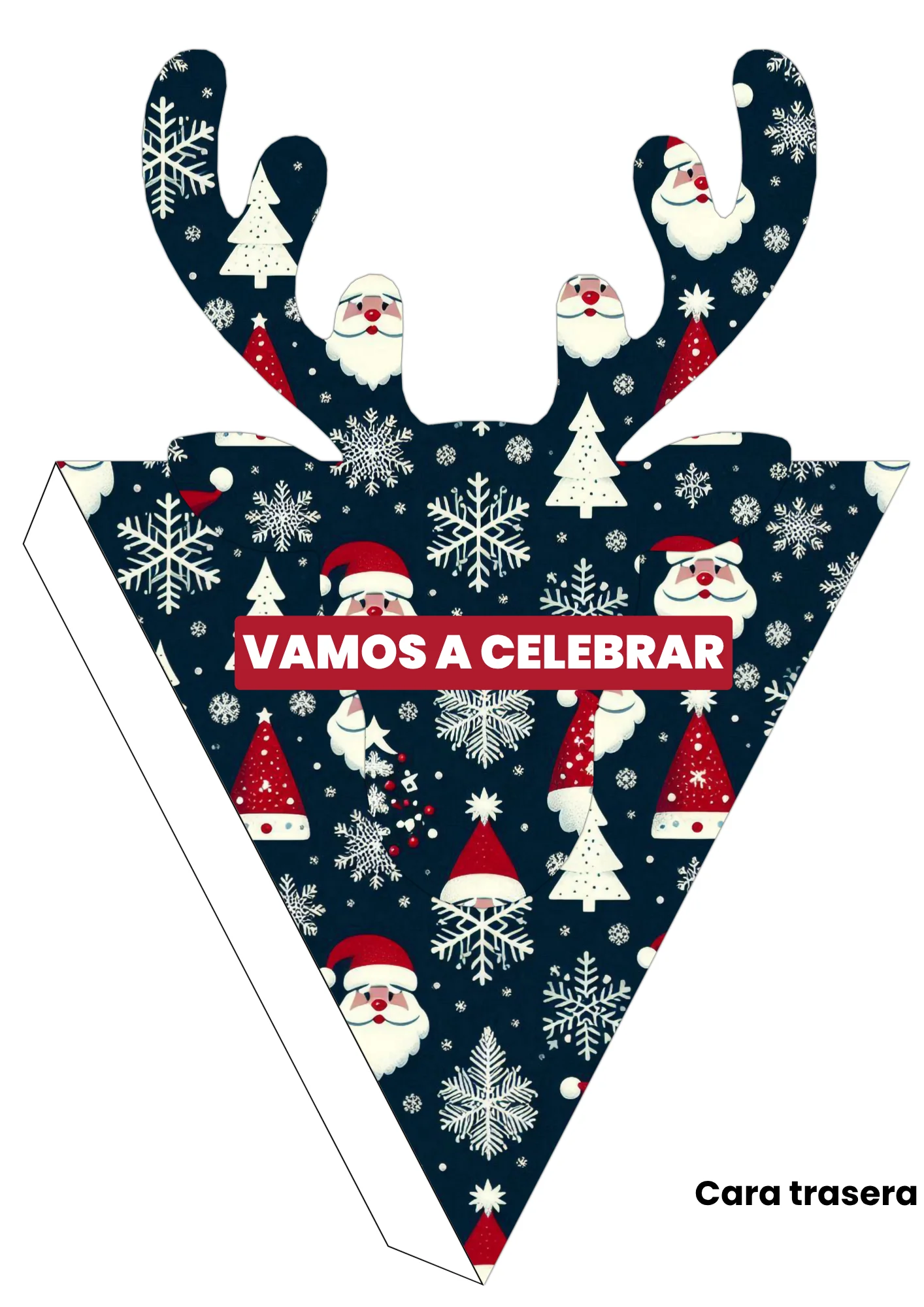 Cono navideño imprimible en forma de reno