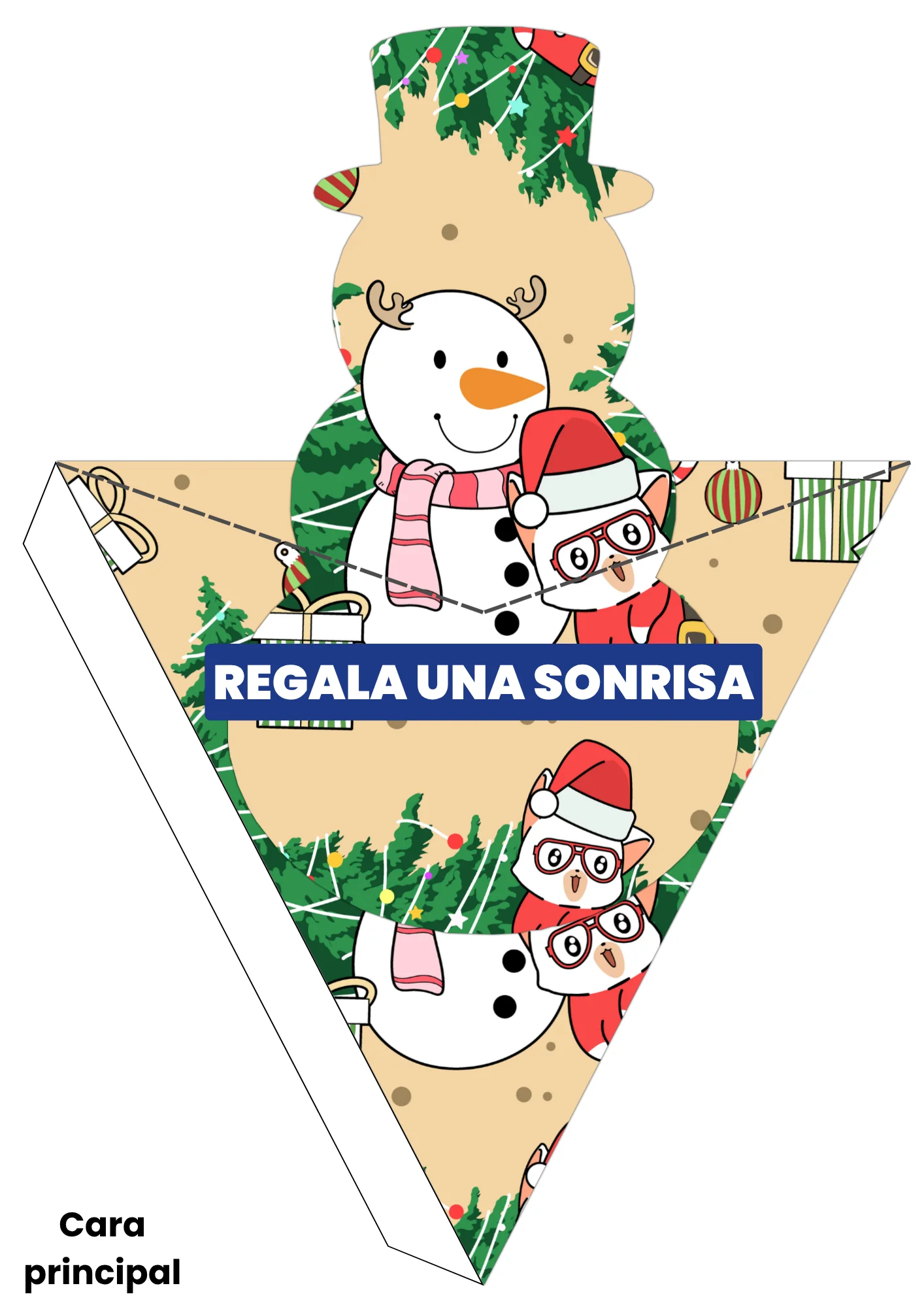 Cono navideño imprimible en forma de muñeco de nieve