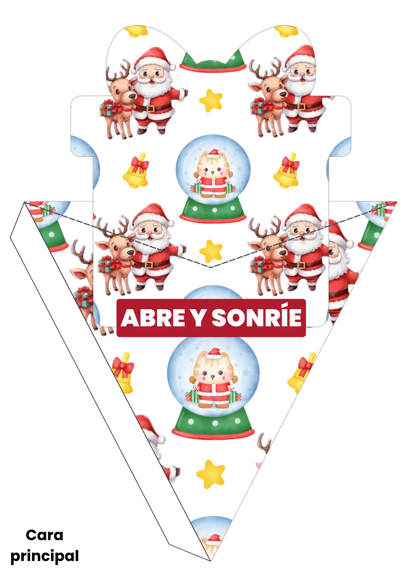 Cono navideño imprimible en forma de caja de regalo